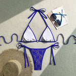 DEKA Lace Print Micro Bikini Set Women Double Strap Push Up Tie Side Triangle Swimsuit Bathing Suit Thong Swimwear
