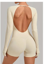 Women's Yoga Jumpsuits Sports Fitness Hip-lifting Long-sleeved Backless Running Training Workout Gym Shorts One-piece Bodysuits