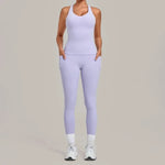 Women's Seamless Yoga Sets Sports Fitness Hip-lifting High Waist Pant Sleeveless Backless Suits Workout Running Leggings Sets