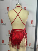New Shiny One Piece Swimsuit Sexy White Snakeskin Print Deep V Neck Swimwear Backless Bathing Suit Sequin Tassel Skirt Monokini