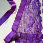New Purple Sexy Lace Bodysuits Deep V Neck Halter Mesh Solid Color Bodysuits CharmingPure Desire Transparent Flower Print OOB5
