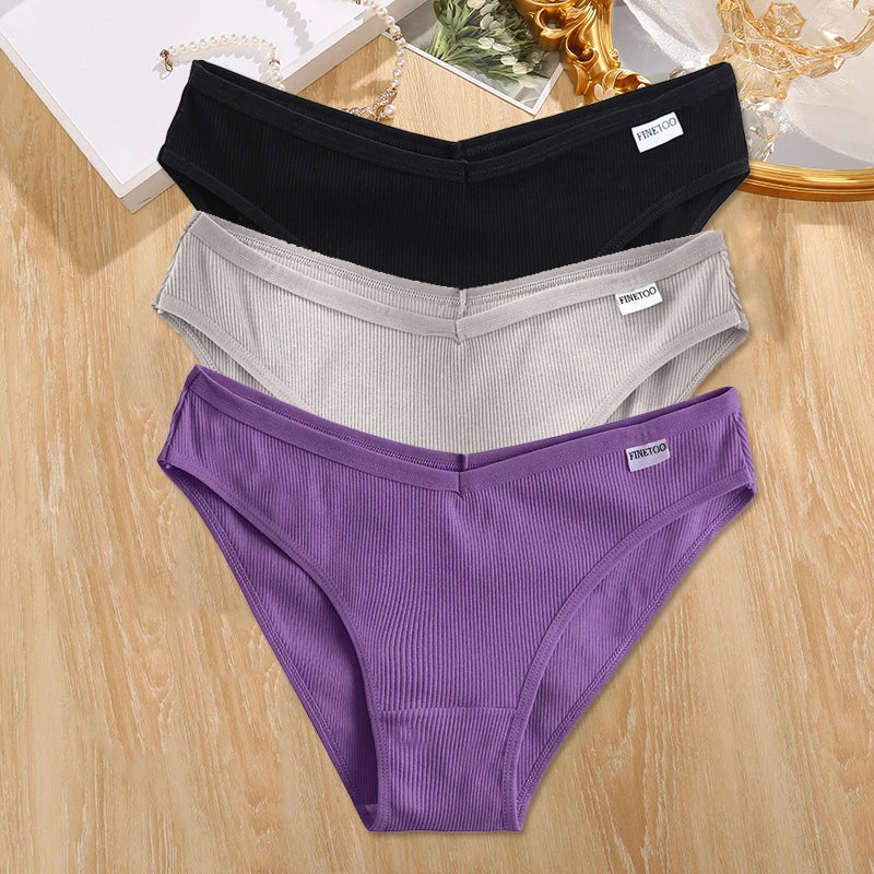 3Pcs/set Cotton Panties Women M-4XL Low Waist Underwear Plus Size Briefs Ladies Comfortable Underpants Female Panties Lingerie