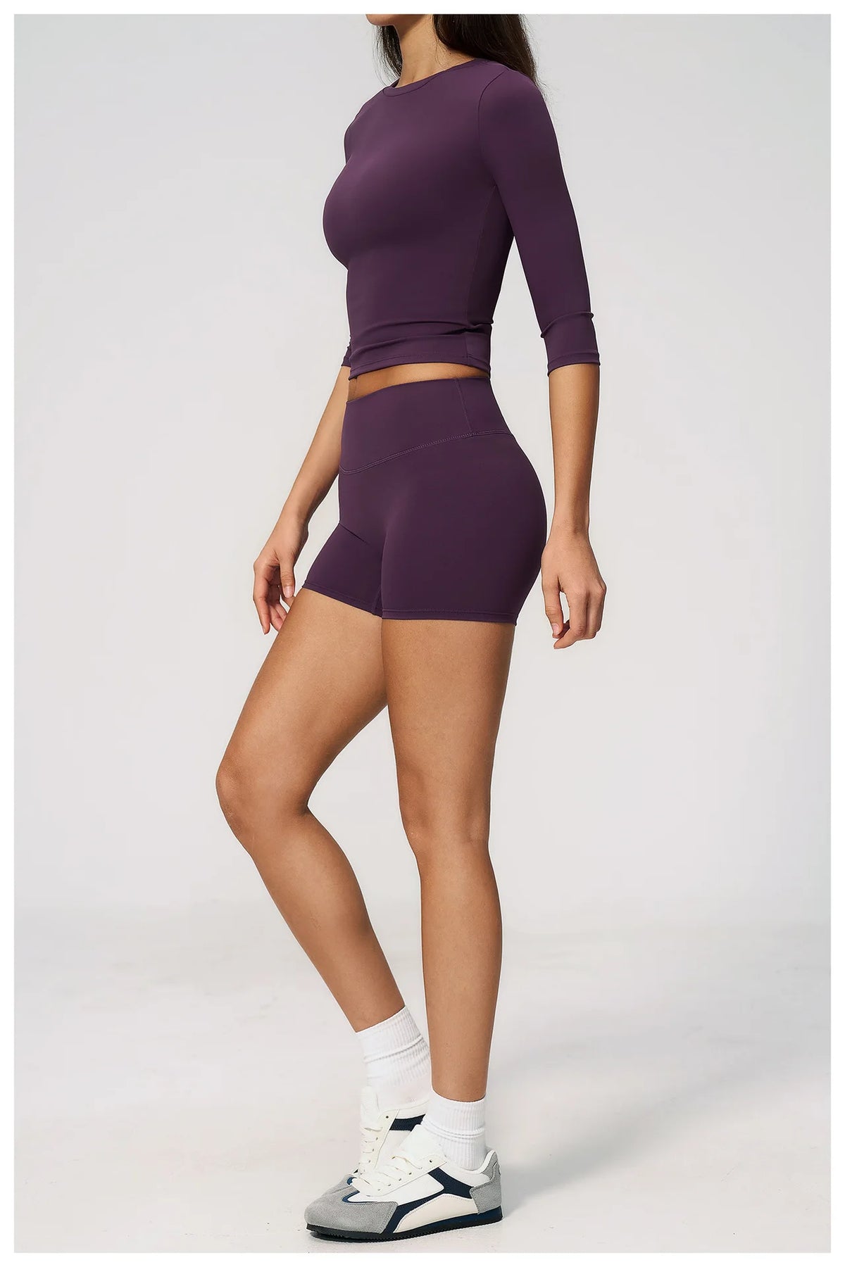 Yoga Sets Women Half Sleeve O Neck Slim Sports T Shirts High Waist Short Fitness Suit Outdoor Gym Running Workout Tracksuit