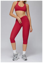 2 Pieces Yoga Set Women Sports Shirts Workout Top Fitness Suits Outdoor Gym Running Mid-length Pants Workout Clothes Tracksuits