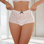 1pc Mid Waist White Sexy Women Panties Perspective Floral Solid Elegant Lady Briefs French style Bow Female Boyshorts Underpants