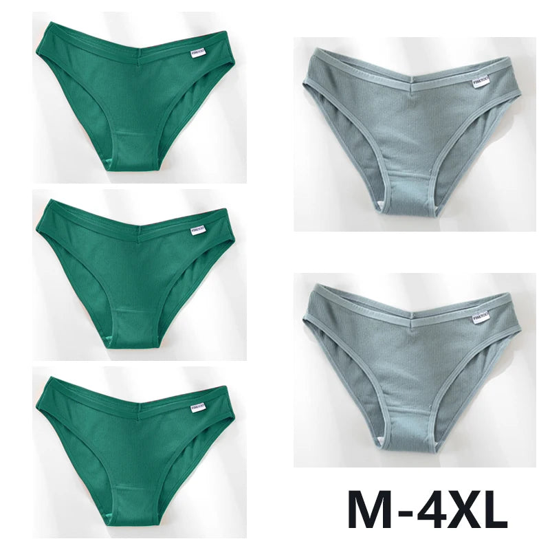 5Pcs Women Cotton Panties V-Belt Ladies Soft Female Sexy M-4XL Low-Rise Panties Bikini Underwear Comfortable Lingerie 2024