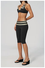 Summer Polka Dot Yoga Sets Women Hanging Neck Shockproof Sports Bra Fitness Suit Folding High Waist Mid Pants Gym Tracksuit