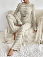 Autumn New Arrival Women's Sleepwear Home Outfit Two-Piece Set Casual Comfort Long Sleeve Short Top and Slim-Fit Pants Set Hot