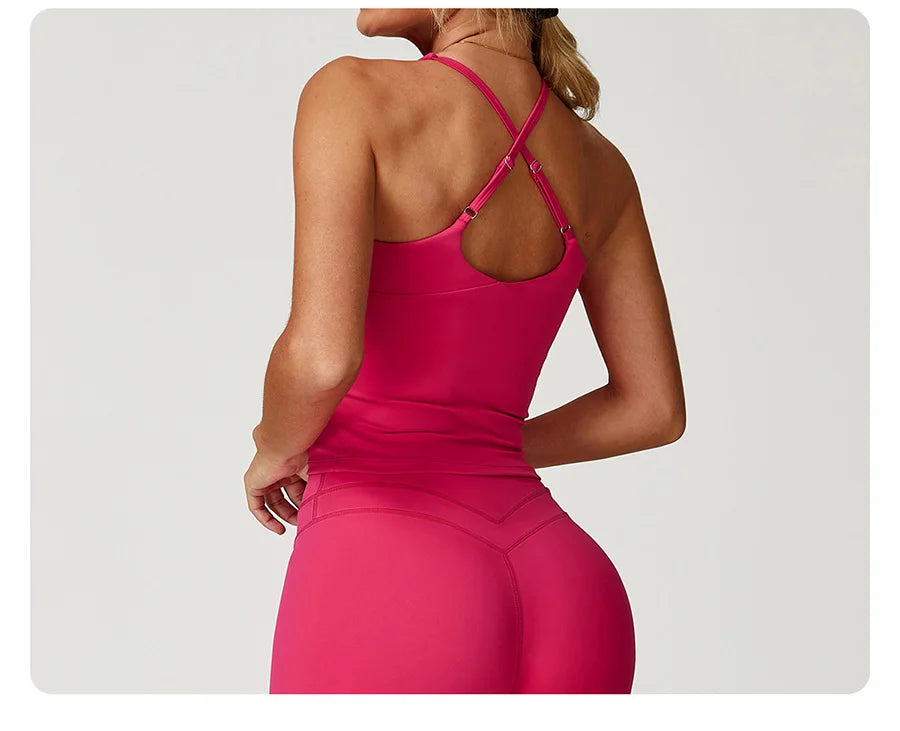 Yoga Set 2PCS Women Tracksuit Nude Feeling Workout Sets Gym Clothes Push Up Fitness Running Sportwear Sport Bra Leggings Suit