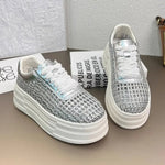 Women's Low Cut Breathable Hollow Out Sneakers Summer Fashion Casual Shoes Thick Bottom Lightweight Versatile