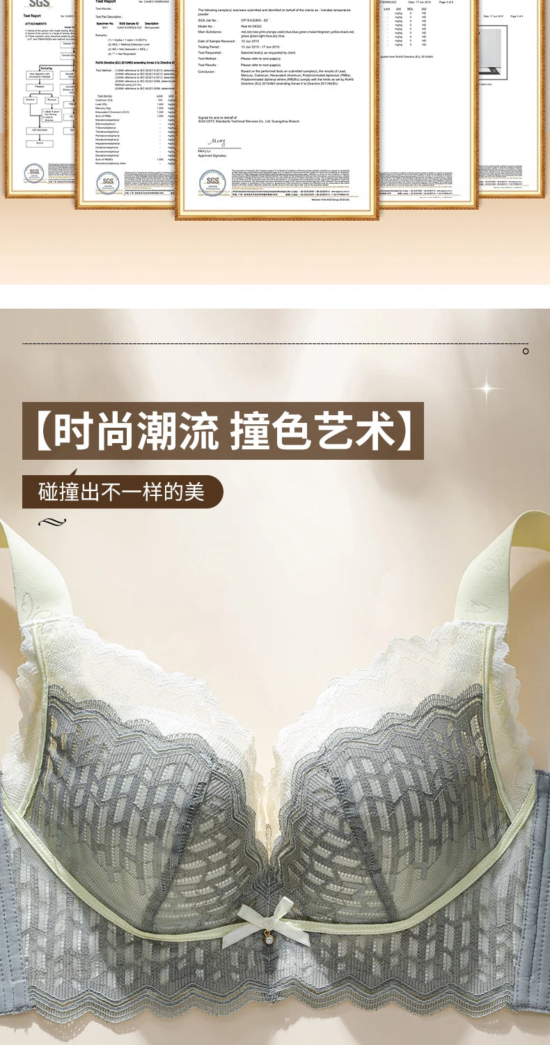 Thin WireFree Underwear Women Thin Style Large Chest Show Small Bra Gathered Adjusted Breast Closure No Steel Ring Bra 80-120CDE