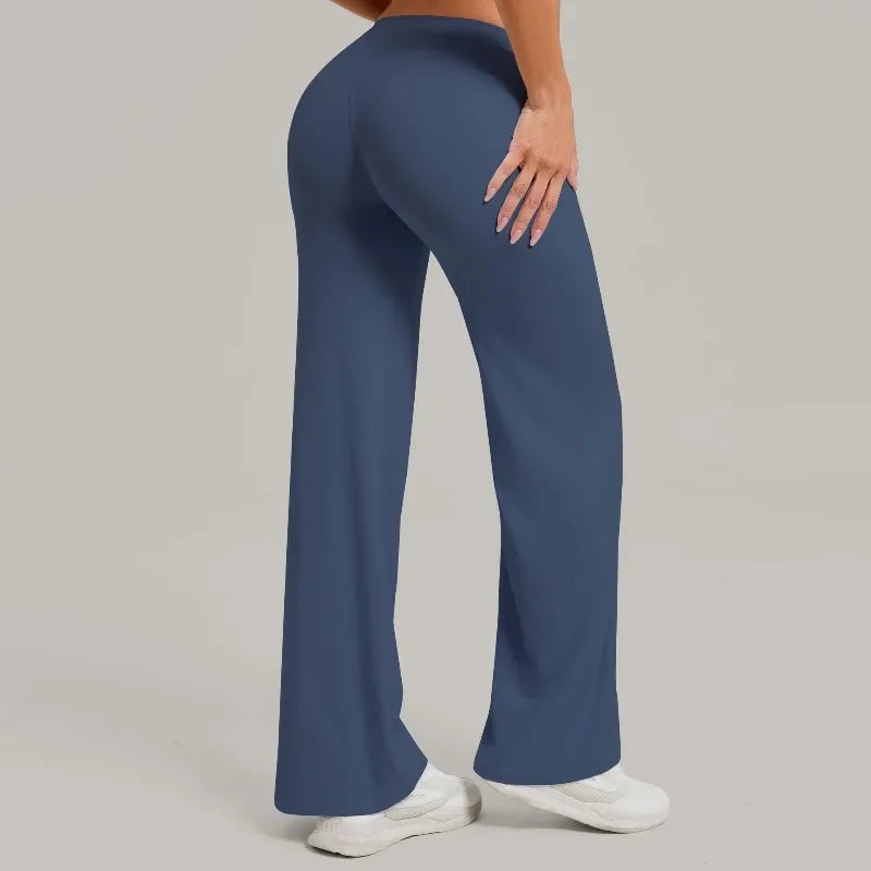 Women's Pilates Straight Yoga Pants Leggings Versatile Loose Wide-Leg Running Sports Fitness Hip-Lifting High Waist Trousers