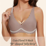 Women's Deep V Wave Seamless Jelly Bra Wire-free Seamless Bra Thin Mold 3/4 Cup Bra Comfortable Plus Size Push-up Underwear
