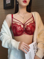 Sexy Lace Push Up Bra for Large BustMinimizer Effect Anti-Sag Brief Sets Support Adjustable Slimming Underwear Lingerie Bra
