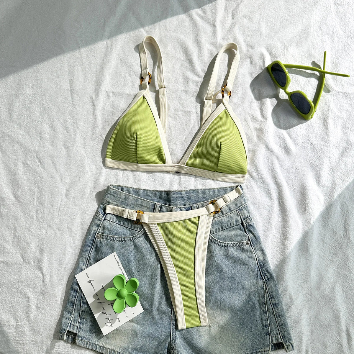 DEKA Brazilian Patchwork Bikini Set Women's Swimwear Female High Waisted Swimsuit Swimming Wear Bathing Suits Bikini Beachwe