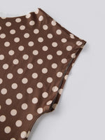 Summer Women's Fashion Tops Off Shoulder Short Sleeve Dots Print Tops Loose Shirts New