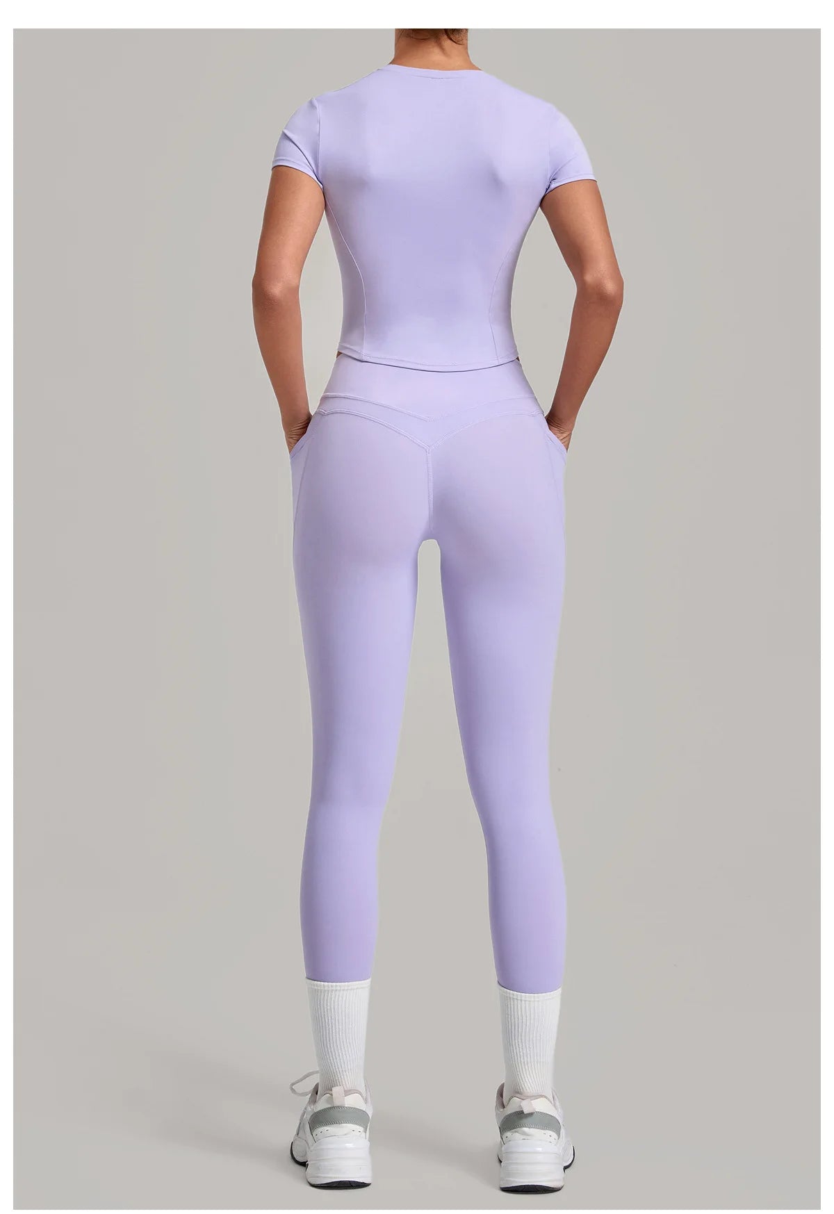 Women Tracksuit Yoga Sets Short Sleeve Slim Sports T Shirts Workout Clothes Outdoor Tight High Waist Pocket Pants Fitness Suits