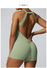 Short Sports Jumpsuit Women Hollow Out Backless Sleeveless High Elasticit Yoga One Piece Suit Tight Fitting Fitness Rompers