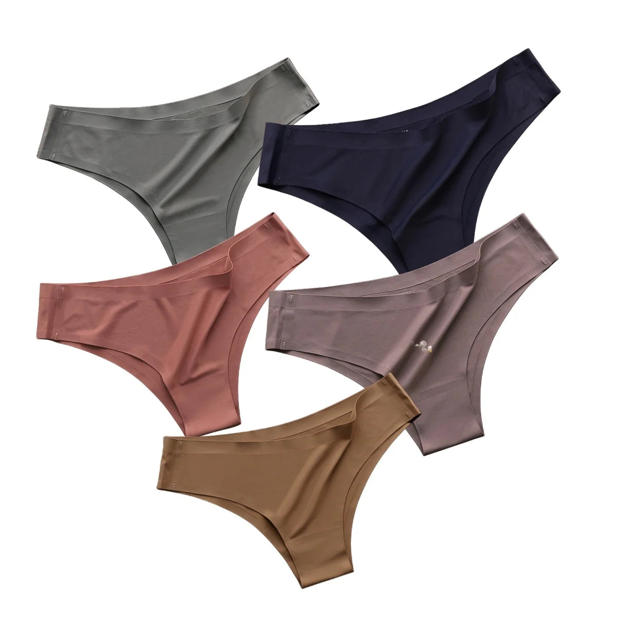 5PCS/Set Panties Women Seamless Underwear Low Rise Female Underpants Glossy Solid Color Briefs Comfort Invisible Underwear