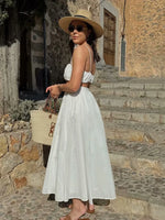 Foridol Solid White A-line Long Skirt Spring Summer Women Elegant Pleated Skirt Bottoms 2025 High Waist Female Faldas Mujer