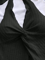 Sweet Bow-Tie Neckline Halter Topfor Women Hot Girl Solid-Color Cropped Knit Tank Top Summer Beach Outfit Female Clothes
