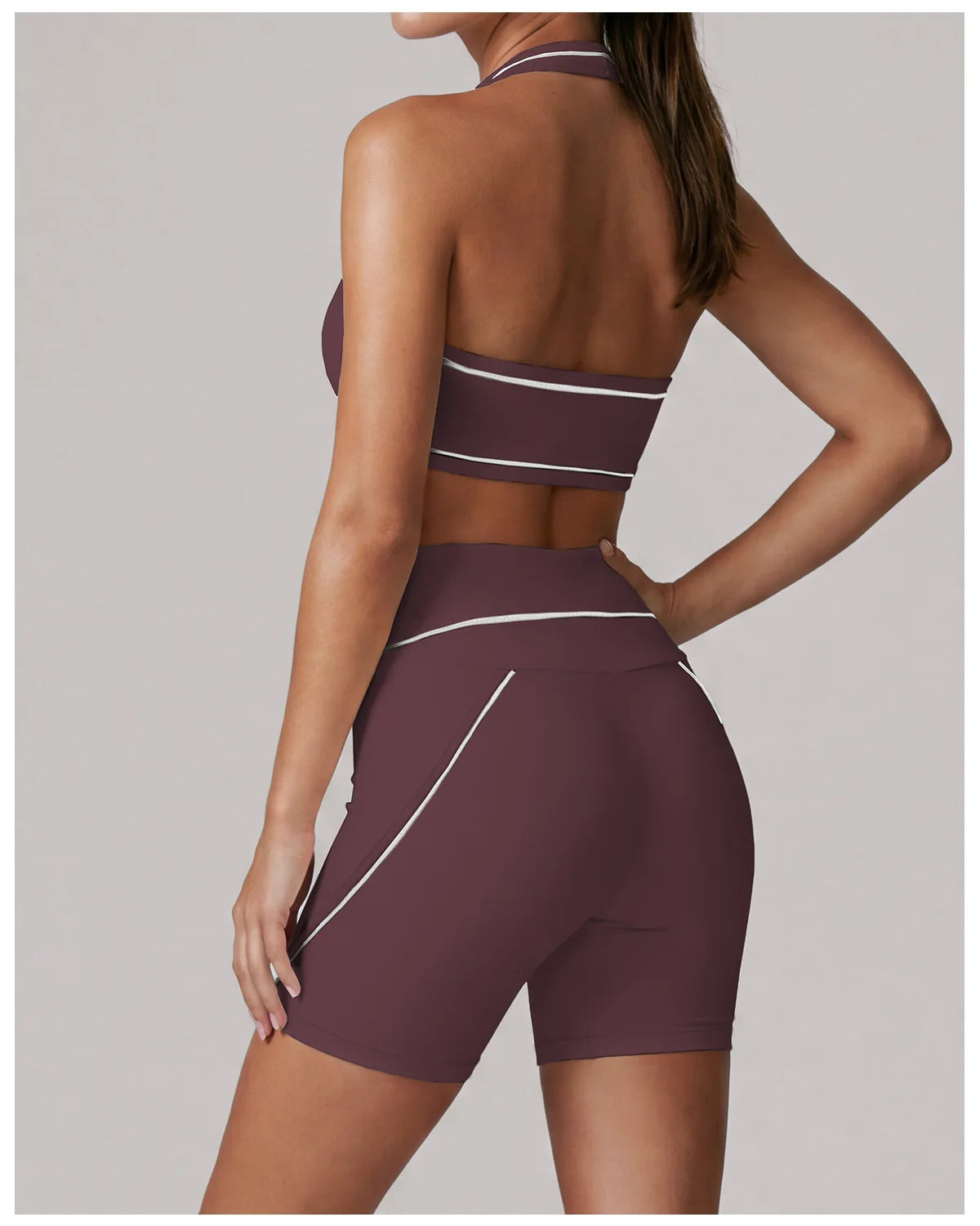 Color Blocking Yoga Sets Women's Tracksuit Hanging Neck Shockproof Sports Vest Hip Lifting Shorts Gym Running Fitness Suits