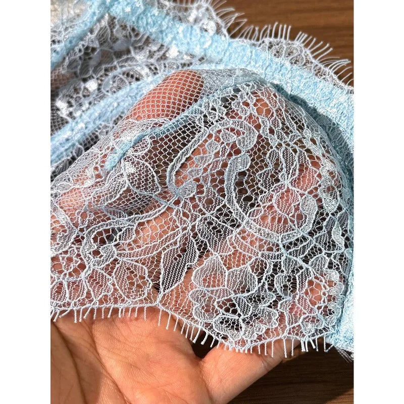 Ladies' Basic Style Thin Lace Bra and Panty Set Seamless Single Layer Eyelet Underwear Comfortable Intimate Apparel