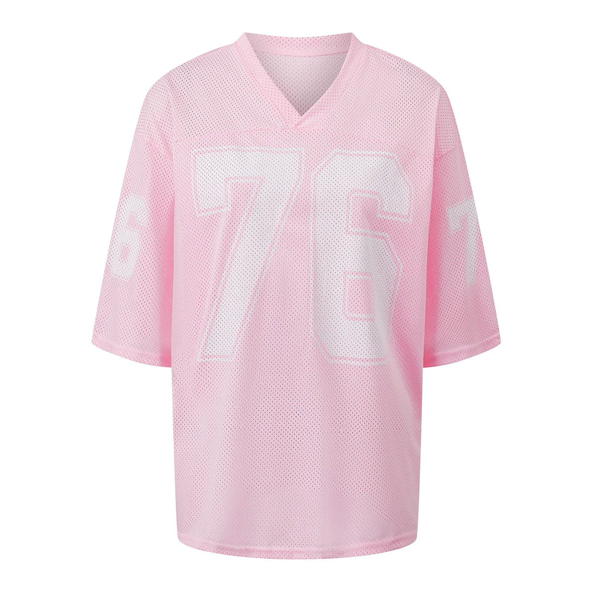 Womens Sporty Jersey Shirts Graphic Number Print Short Sleeve V Neck Loose Fit Tee Tops Summer Casual T-shirt Streetwear