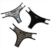 Leopard Print Sexy Hollowed out Women's G-string Adjustable Waistband T-back Tanga Thong Mesh Female Perspective T-pants