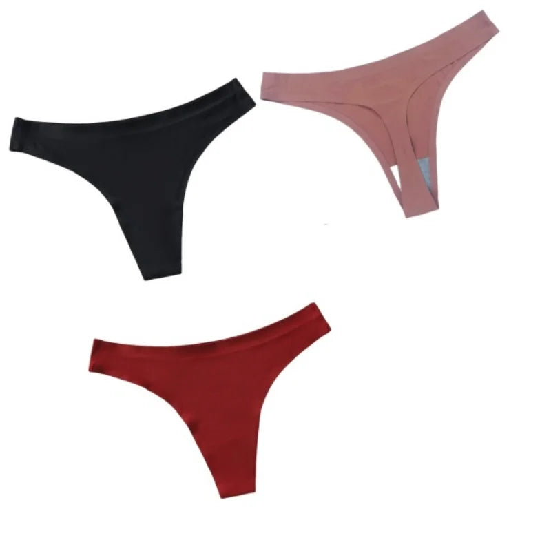 3Pcs/Set Women Panties Ultra-thin Thongs Female Underpants Seamless Underwear Sports Soft Solid Color Low Rise G-string