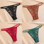 4PCS/Set Women's Underwear Lace Panties Floral Lingerie Woman Panties Sexy Thong G-String Female Pantys Perspective Intimates Ne