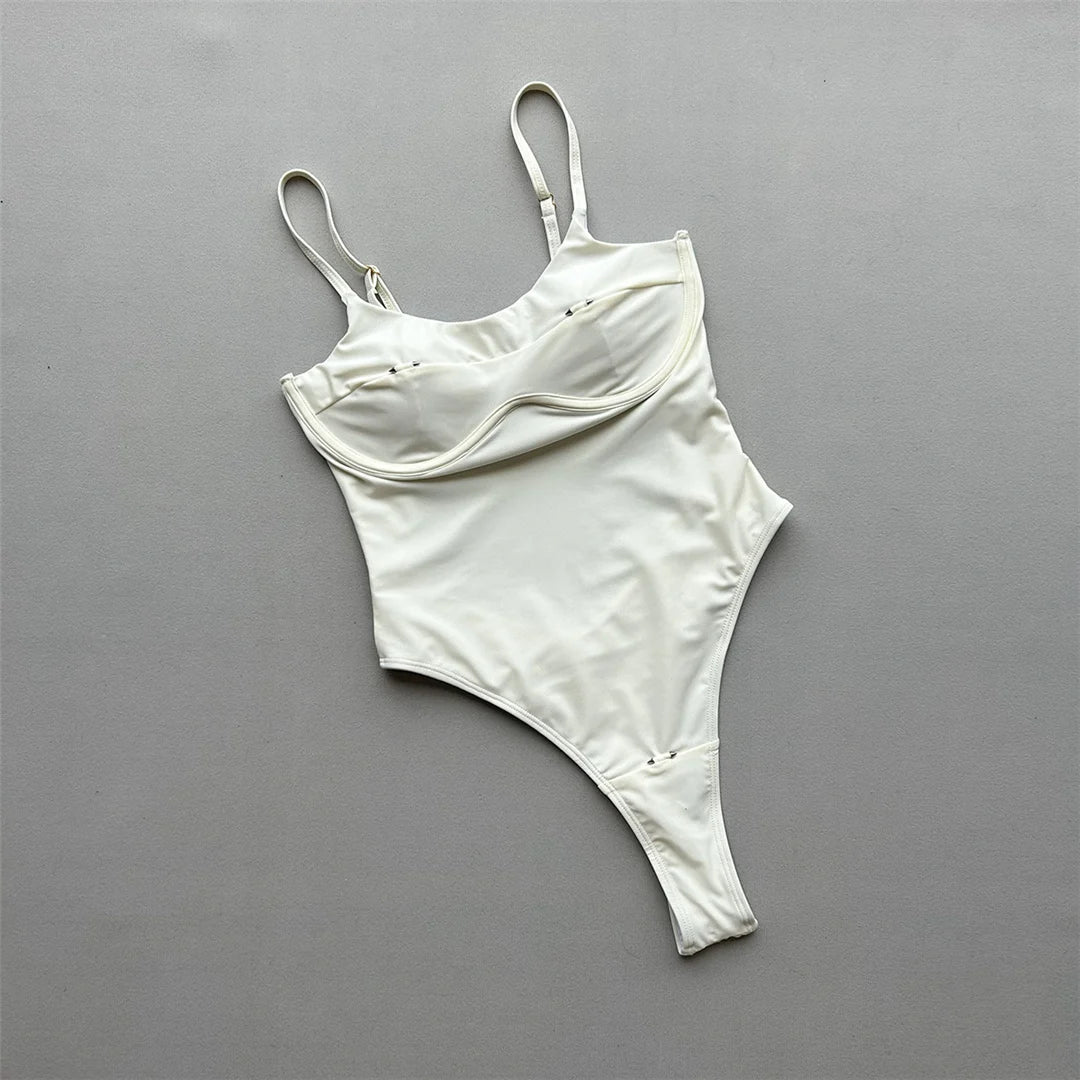 Sexy Cut Out Underwired Women Swimwear One Piece Swimsuit Female Extreme String Mini Micro Thong Bather Bathing Suit Swim V7744