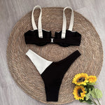 Push Up Solid Patchwork Bikini 2023 Sexy Women Swimsuits Female Swimwear Micro Bikini Set Brazilian Biquini Beachwear Swim Suit