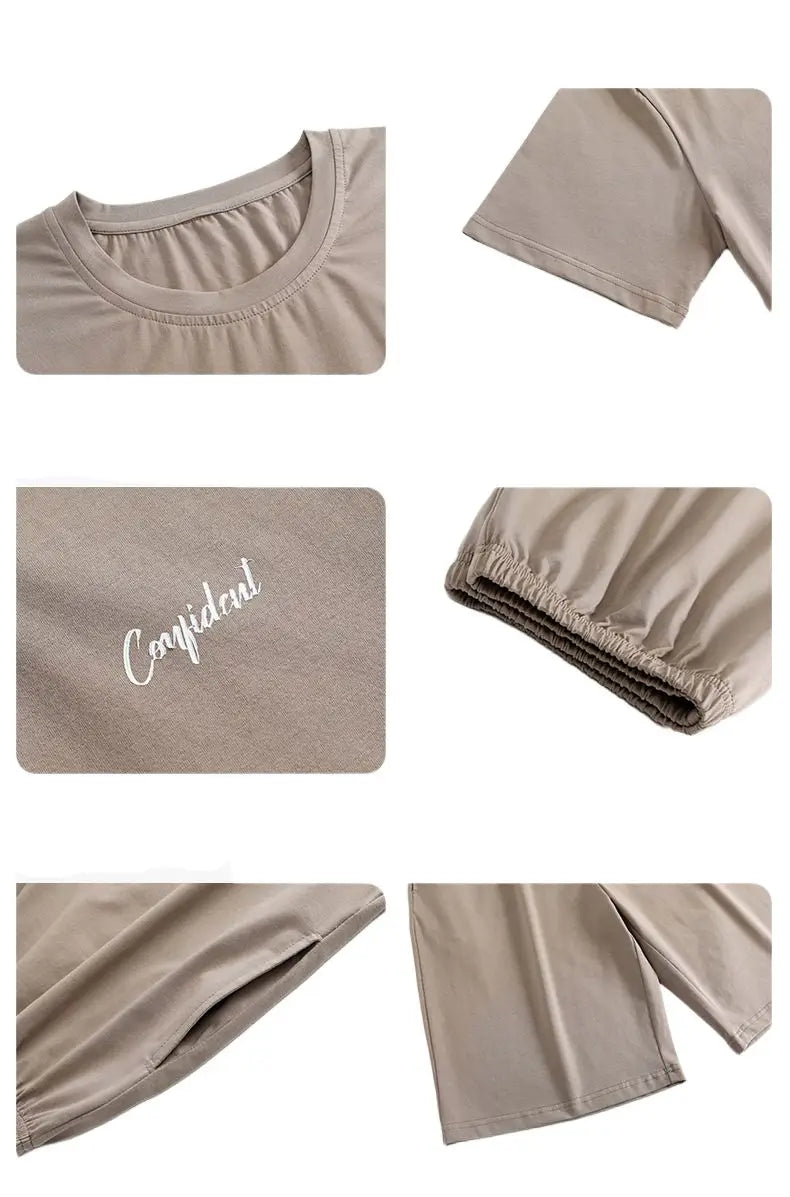 Men's Solid Pajama Plus Size Short Sleeve Round Neck Tee And Shorts Breathable Loose Fit Sleepwear Loungewear Summer Fashion Pjs