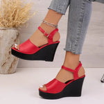 Women Sandals SummerPeep Toe Ankle Strap High Heels Ladies Wedges Platform SandalsParty
