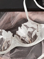 Transparent Floral Two Pieces Exquisite Lace Lingerie Set Ultrathin Bra Briefs Set Solid Exotic Lingerie For Ladies 23171A