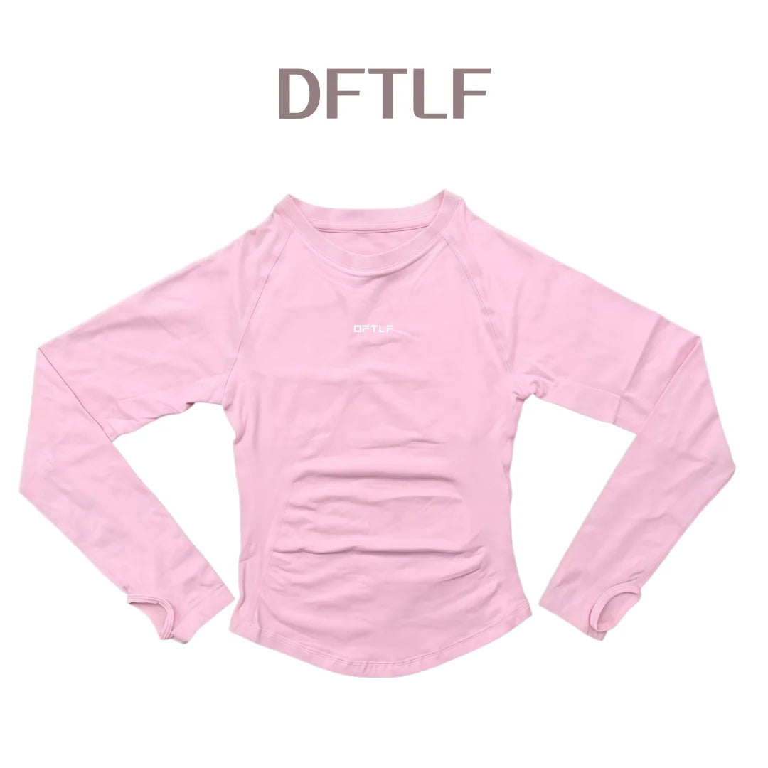 DFTLF Yoga Shirts For Women Long Sleeve Winter Fitness Running Gym Clothes Workout Dry Fit Breathable High Elastic Sports Top