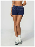 Summer Striped Polka Dot Contrast High Waist Yoga Shorts Hip Lifting Sports Tights Outdoor Workout Fitness Gym Running Pants