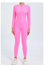 Women Sportwear Yoga Jumpsuit Zip Long Sleeve Back Open Outfit Fitness Tracksuit Tight One-piece Gym Overalls Sports Bodysuit