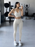 Halter Neck Yoga 2Pcs Set Women Soft Stretchy Top & Long Pants Gym Wear
