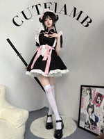 Cafe Lolita Dress Maid Costumes Cosplay Naughty Animation Show Sexy Waitress Outfit Exposed Chest Bow Ties Skirt Ball Gowns Plus