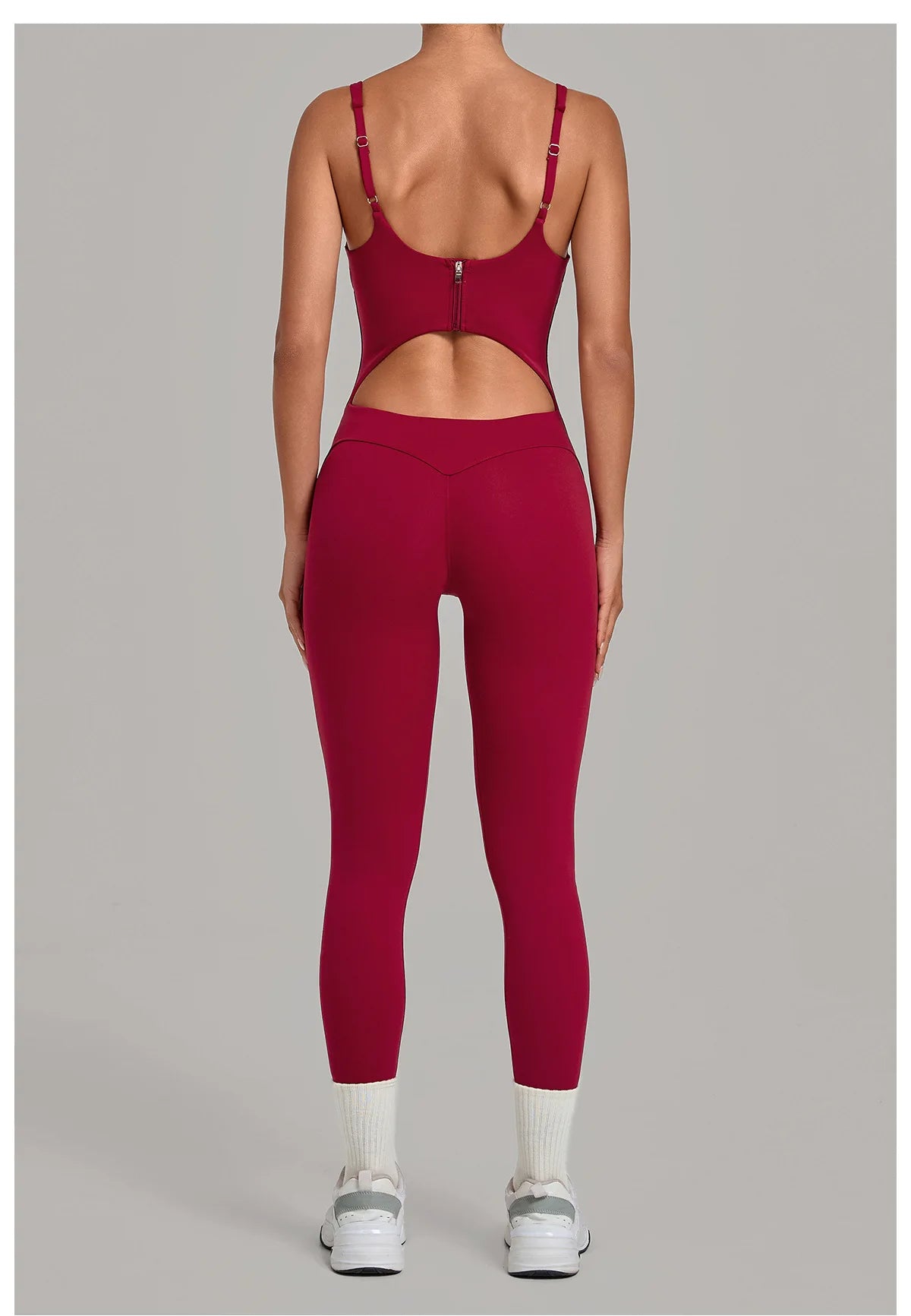 Summer Sports Overalls Women Gym High Stretch Back Zipper Yoga Jumpsuit Tight Hollow Out Slim Hip Lifting One Piece Bodysuit
