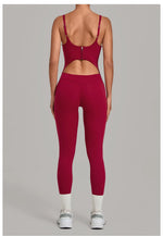 Summer Sports Overalls Women Gym High Stretch Back Zipper Yoga Jumpsuit Tight Hollow Out Slim Hip Lifting One Piece Bodysuit