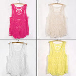 Women's Sleeveless Lace Tank Top Sexy Embroidery Hollow-out Floral Crochet Shirt Tank Tops for Women 2025