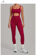 Summer Sports Overalls Women Gym High Stretch Back Zipper Yoga Jumpsuit Tight Hollow Out Slim Hip Lifting One Piece Bodysuit