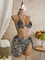 Vintage Pink Mesh Skirt 3 Piece Bikini Set Women Stone Strap Push Up Bra Triangle Swimsuit Holiday Bathing Suit Swimwear 2026