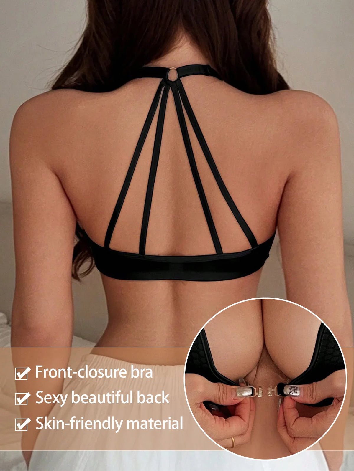 New Front-Closure Bra Non-slip Sexy beautiful back Skin-friendly material Open-back Seamless Push-up Fashion Lingerie MR3727