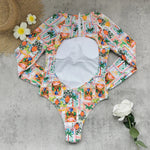 2026 Printed Long Sleeve Swimsuit Sexy Swimwear Women Backless Surf Swim Suit Slimming Bathingsuit Bikini Bodysuit Beachwear