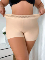 Plus Size Seamless Shapewear Shorts Lace High Waist Anti-Chafing Slip Shorts Skin-Friendly Breathable Under Dress Shorts CX001