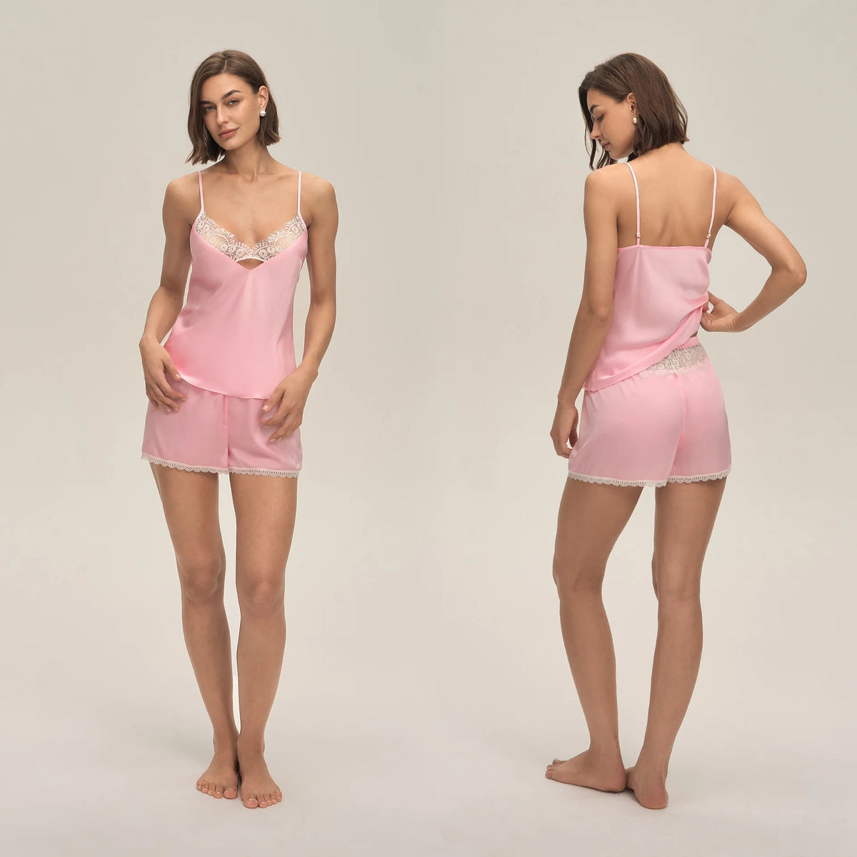 Summer home suspender shorts set casual and comfortable home wear lace women's pajamas